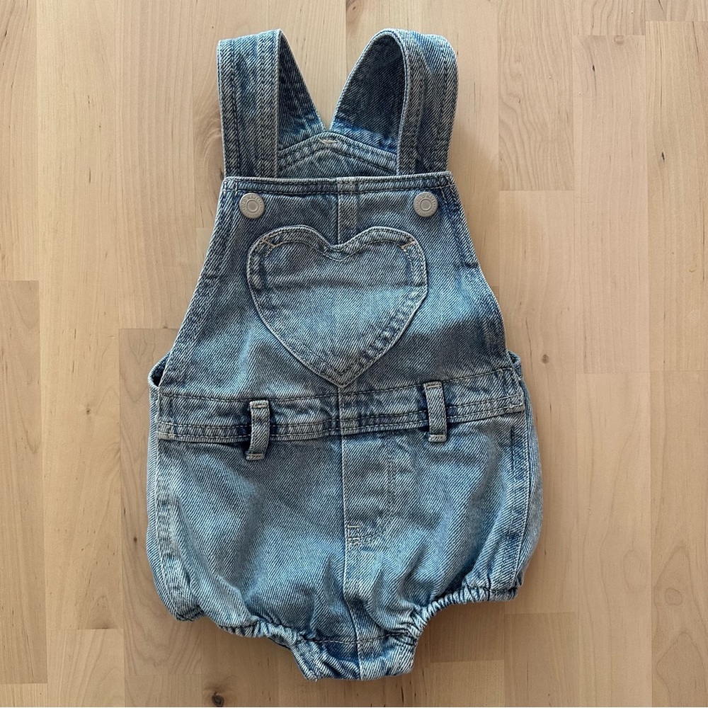 Old Navy Denim Overall Shorts with Heart Pocket